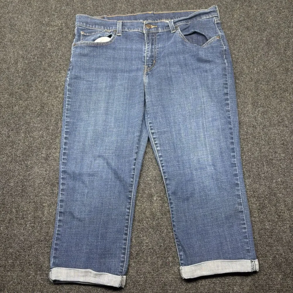 Levi's Womens Denim Capri Jeans Size 33 Medium Wash Cuffed Cropped Red Tab